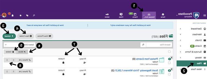 A screen capture of a page in Connect showing how students can organize files.